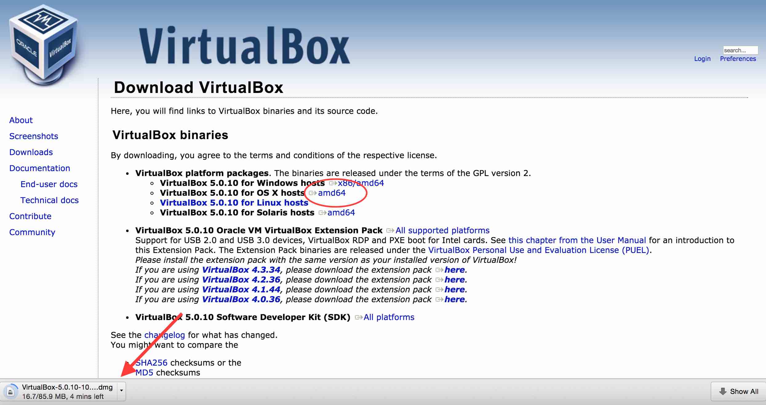Download Virtual Box